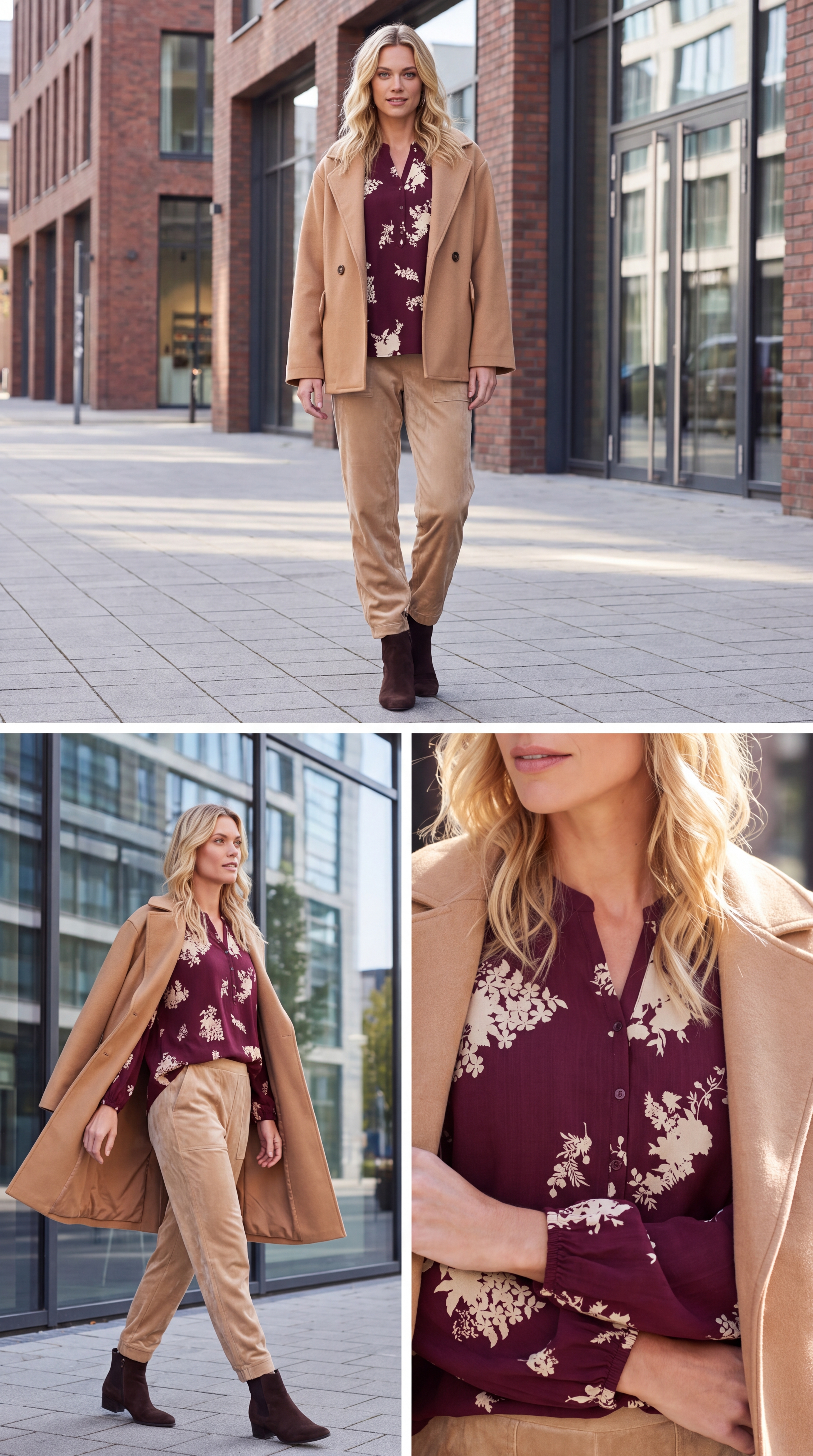 Dámska blúzka BROADWAY NYC FASHION BURGUNDY FLOWER s.WEAR 14